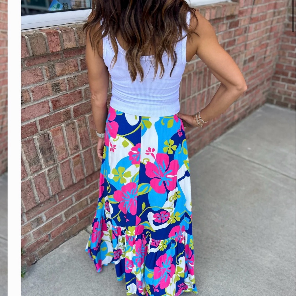 eesome , Floral Blue and Pink Maxi Skirt. New with tags!